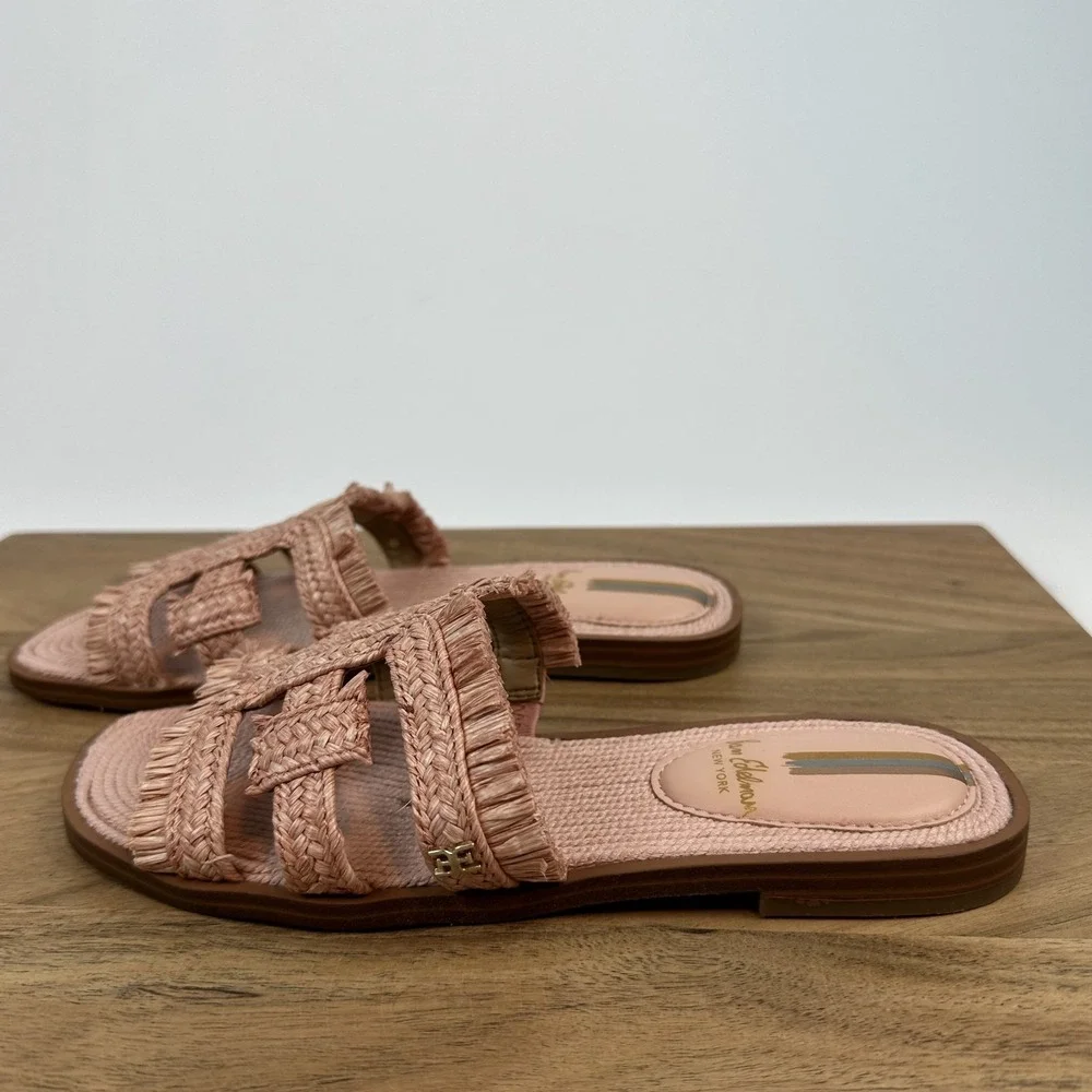 New Womens Sam Edelman Bay 20 Woven Pink Comfort Slides Sandals‎ Size 5.5 M NWOB